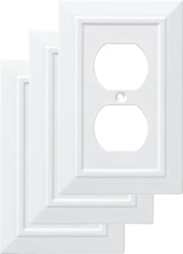 Vista 12 de Franklin Placa de pared/placa para interruptores/funda, simple, de arquitectura clásica, de bronce, Blanco, W35242-PW-C