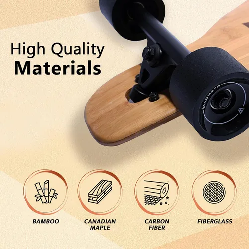 Vista 5 de Magneto Longboards Bamboo Longboards for Cruising, Carving, Free-Style, Downhill and Dancing (Bamboo Drop & Fiberglass Through Longboard)