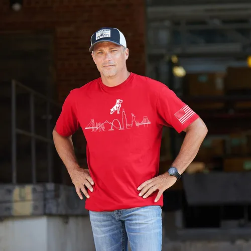Vista 4 de MACK Camiseta Bulldog Skyline, rojo cardenal