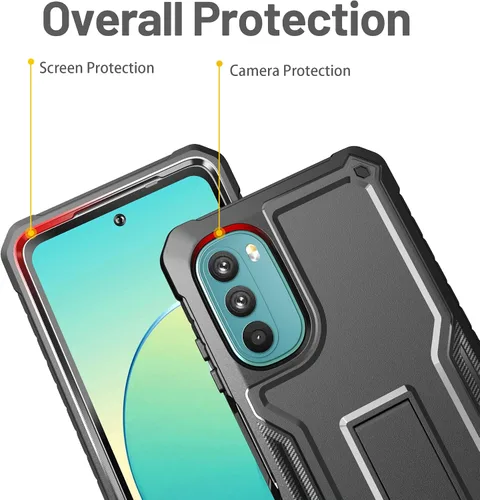 Vista 2 de FITO Funda para Moto G 5G 2022, funda resistente a prueba de golpes de doble capa para teléfono Moto G 5G 2022 con protector de pantalla, soporte