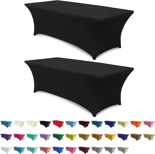 Vista 23 de ABCCANOPY - Paquete de 2 manteles elásticos de elastano de 4 pies Fitted, Washable and Wrinkle Resistant Table Protector for Wedding