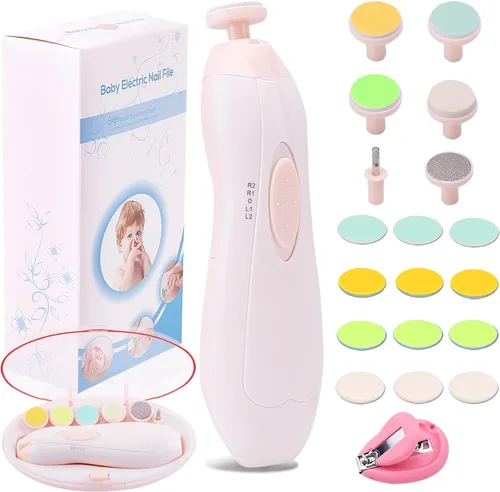 Vista 10 de Cortauñas Eléctrico para Bebés Lima de Uñas Cortauñas para Bebé, Kit de Lima Lijadora de Uñas Segura 20 en 1 para Recién Nacidos Bebés Niños