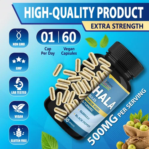 Vista 8 de Organic Cadane Cápsulas de extracto de Triphala – Complejo de 6 ingredientes premium con cúrcuma, moringa, guggul, jengibre y pimienta negra – 60