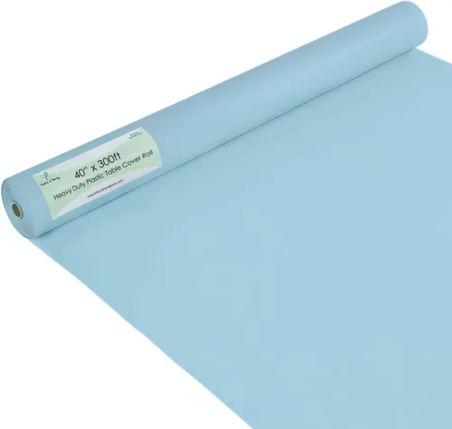Vista 35 de Rollo de plástico para cubierta de mesa color verde manzana, 40 pulgadas x 100 pies, rollo de plástico resistente para cubierta de mesa de banquetes