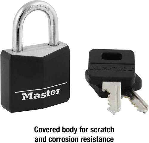 Vista 4 de Master Lock 131D - Candado con llave de aluminio cubierto de 1-3/16 pulgadas de ancho, un paquete, negro