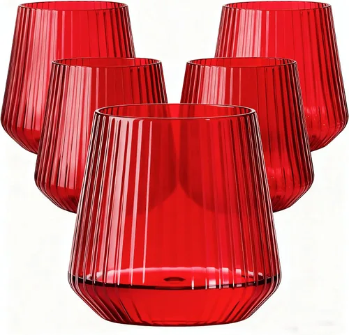 Vista 19 de Lueumxc Paquete de 40 copas de vino de plástico, vasos de vino desechables de origami de 12 onzas, vasos de cóctel de plástico transparente