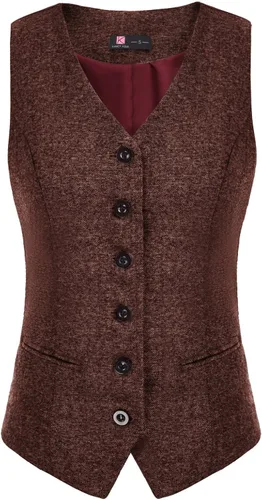 Vista 18 de KANCY KOLE Chaleco vintage para mujer, totalmente forrado, formal, de negocios, con botones, chaleco steampunk