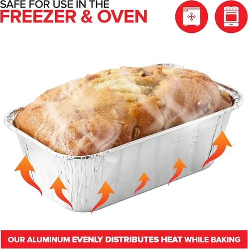 Vista 3 de Stock Your Home Mini moldes para pan de papel de aluminio de 1 libra (paquete de 30 unidades) desechables para pan, forros para hornear de 1 libra