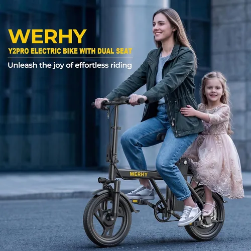 Vista 10 de WERHY Electric Bike for Adults, 750W Peak Motor, 20 MPH Max Speed Folding Ebike, 14" Electric Bicycles, Max 40 Miles Range (Pedal Assist Mode), Mini