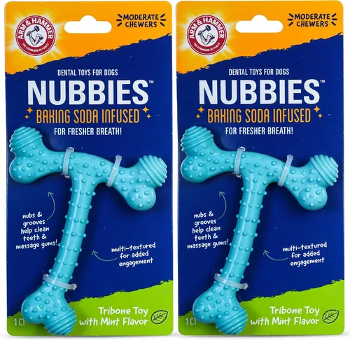 Vista 10 de Arm & Hammer Nubbies Gator - Juguete dental masticable para perros, sabor a menta, bicarbonato de sodio, con infusión de ranuras, placa de reducción