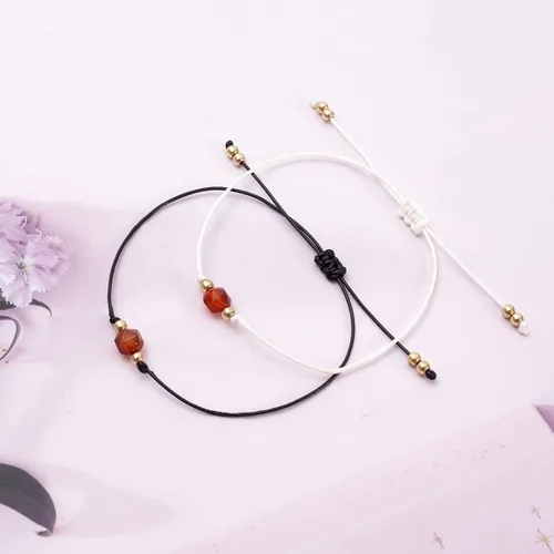 Vista 6 de Pulsera de cornalina cruda, pulsera ajustable, cristal, pulsera ajustable de oro