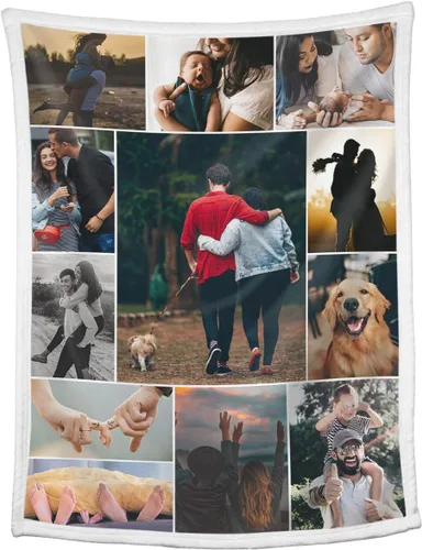 Vista 24 de Mantas personalizadas con collage de fotos, mantas personalizadas con texto y imagen, mantas de franela suave, mantas de cama regalo para bebé