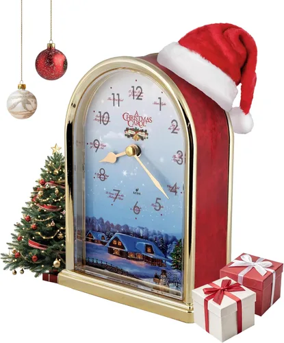 Vista 9 de JUSTIME Reloj de mesa luminoso Polaris Silent Night de 12 canciones de villancicos de Navidad, decoración de Navidad, multicolor, selección