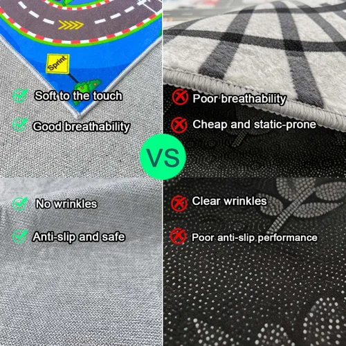 Vista 3 de Alfombra para Niños, Alfombras de Tapete de Juego de Pista de Carreras 47×31 pulgadas, Alfombra para Niños con Respaldo de Goma, Línea de Salida