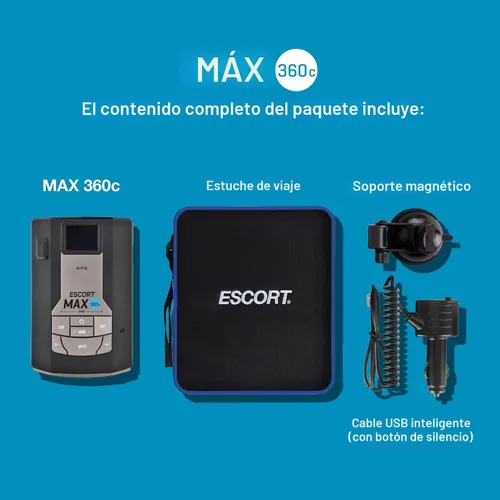 Vista 6 de Detector de radar láser Escort MAX 360c - Habilitado para WiFi y Bluetooth, protección de 360°, alcance extremo, alertas de voz, compatible