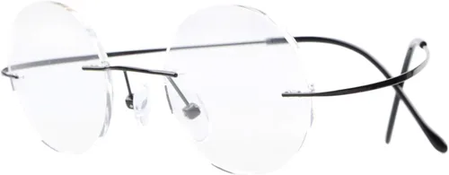 Vista 2 de CessBlu Anteojos de lectura circulares de titanio, lentes de lectura redondos sin montura flexibles para hombres y mujeres