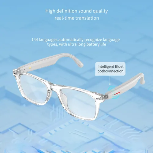 Vista 4 de Blue Tech - Gafas Bluetooth para mujer, lentes Bluetooth con altavoces, gafas de traducción AI en tiempo real, soporte de traducción en tiempo real