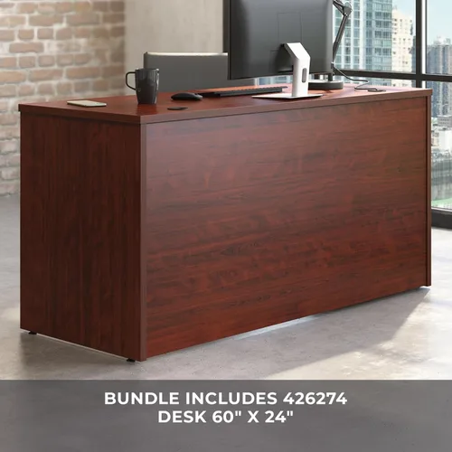 Vista 5 de Sauder Affirm Escritorio de 60" y gabinete de 60" Cc Ste A2 Clásico acabado de cereza.