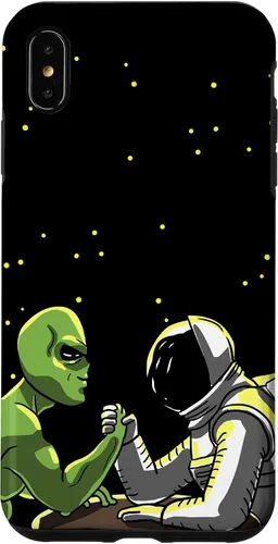 Vista 7 de Carcasa divertida para iPhone 14 Alien And Astronaut Arm Wrestling