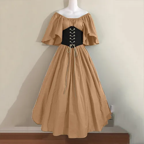 Vista 2 de Halloween Costumes for Women Trumpet Sleeves Chemise Butterfly Sleeve Dress Halloween Dress Renaissance Skirt