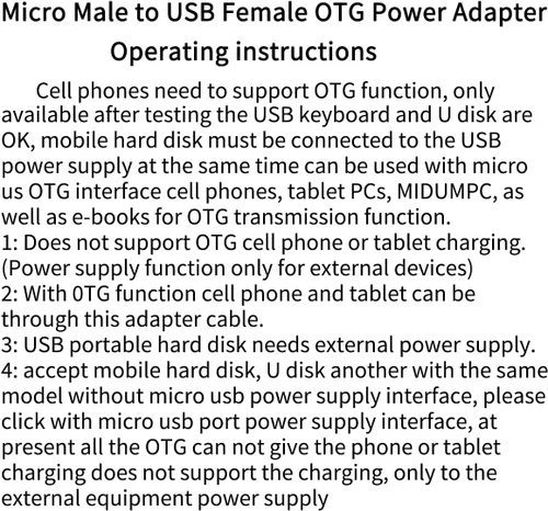 Vista 5 de Adaptador OTG micro USB 2 en 1 alimentado de 90 grados en ángulo recto con puerto de carga de alimentación micro USB, paquete de 2