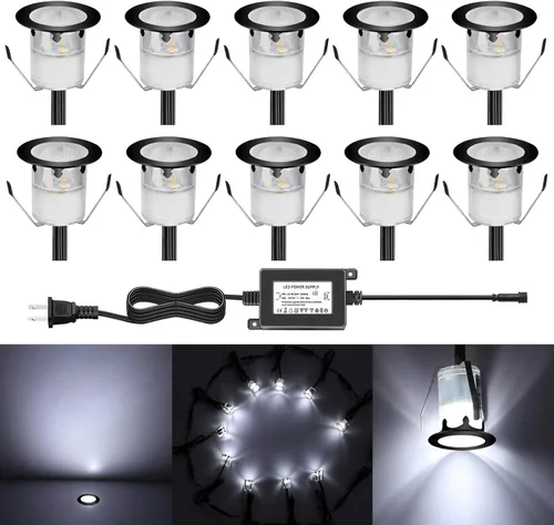 Vista 44 de Kits de luces LED empotrables para cubierta con carcasa protectora, iluminación LED de paisaje al aire libre IP67 impermeable, CC 12 V de bajo Azul