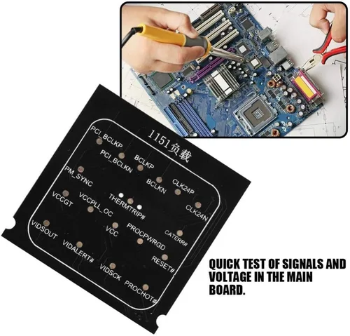 Vista 4 de Probador de placa base de computadora, placa de carga 2 en 1, tarjeta de diagnóstico BGA CPU 1151, indicador LED, probador de placa base de enchufe