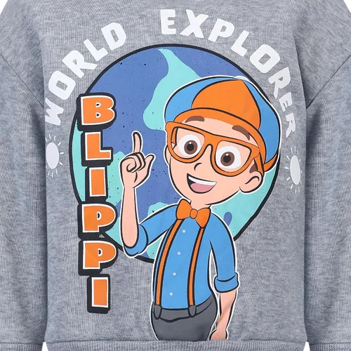 Vista 4 de Blippi Conjunto de sudadera y pantalones de manga larga para niños con estampado - Gris