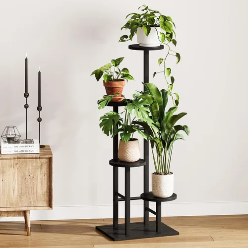 Vista 3 de Soporte para plantas de 5 niveles para interiores, estante esquinero para plantas, organizador de estantes para plantas, soporte de flores