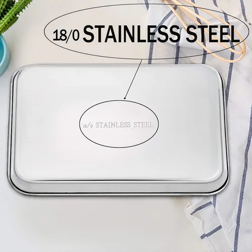 Vista 4 de TeamFar Bandeja para horno tostador, bandeja de horno tostador de acero inoxidable, bandeja de cuarto de hoja, 12.4 x 9.7 x 1 pulgadas, no tóxica