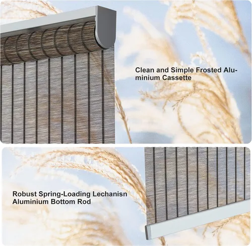 Vista 3 de Tonature Persianas sin cordones con aspecto de bambú natural, persianas y persianas de parada libre con filtro de luz para el hogar, persianas