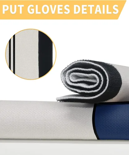 Vista 3 de Juego de 2 fundas para manijas de puerta de refrigerador con rayas azul marino para lavavajillas, microondas, horno, nevera, estufa