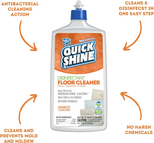 Vista 3 de Quick Shine Limpiador desinfectante para suelos de 27 onzas, paquete de 6 Desinfectante a nivel hospitalario mata el 99.9% de gérmenes y bacterias