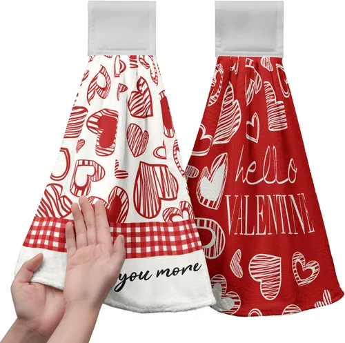 Vista 59 de Honey Bee - Juego de 2 toallas colgantes de cocina de verano con lunares y lazo para colgar, toallas de cocina de granja amarillas, suaves