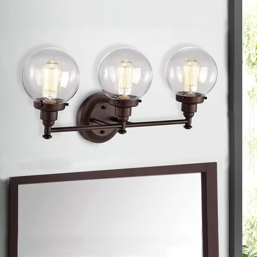 Vista 10 de Chloe Lighting Milo - Accesorio de tocador de baño de bronce aceitado de 3 luces de transición de 24 pulgadas de ancho