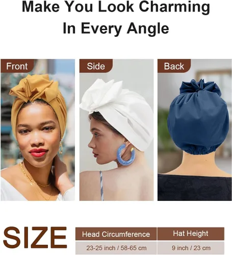 Vista 6 de Turbante africano para mujer, turbantes sólidos para mujer, turbantes y envolturas para la cabeza, sombreros para el cabello para mujer, accesorios