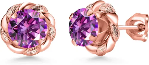 Vista 418 de Gem Stone King Aretes de plata de ley 925 de 0.236 in con piedra natal redonda para mujer