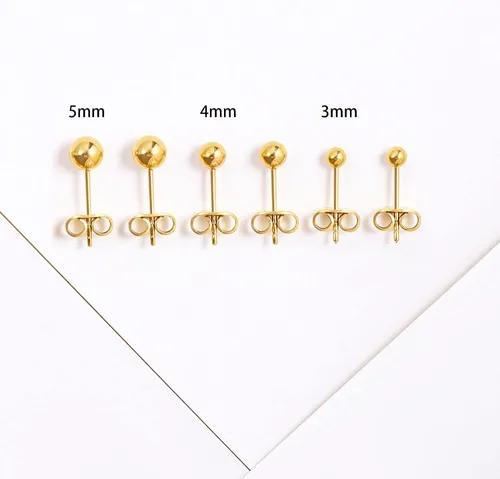 Vista 4 de Aretes de bola de titanio, hipoalergénicos, para mujeres y hombres, orejas sensibles, color negro, 0.118 in, 0.157 in, 0.197 in, parte trasera