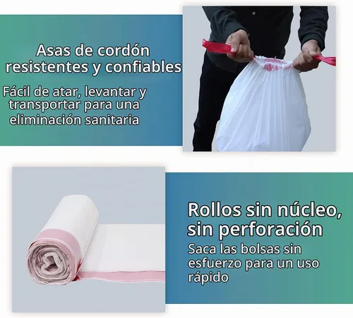 Vista 4 de Reli. Bolsas de basura altas con cordón para cocina, 13 galones, 500