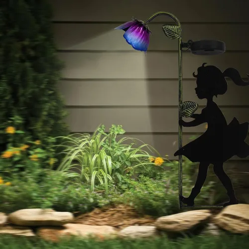 Vista 8 de Paquete de 2 luces solares de jardín, siluetas LED de paisaje para niño y niña, decoración de metal para exteriores, para jardín, paisaje, camino