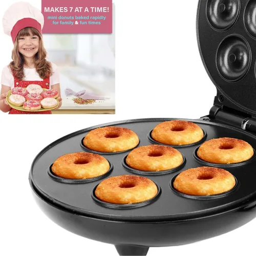 Vista 5 de Mini máquina de donas, 7 donas para familias con desayuno, aperitivos y postres, 1000 vatios