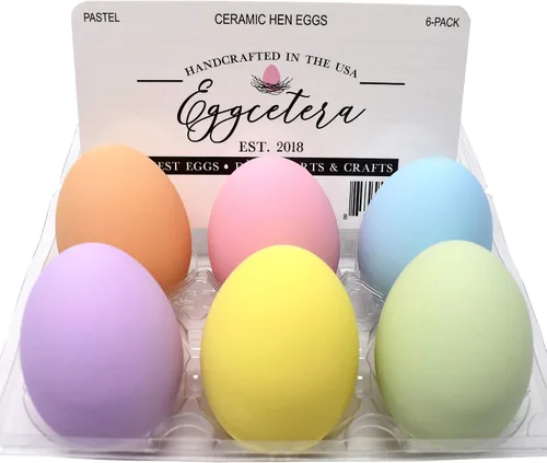 Vista 5 de Huevos de cerámica para nido, paquete de 6 unidades (blanco)