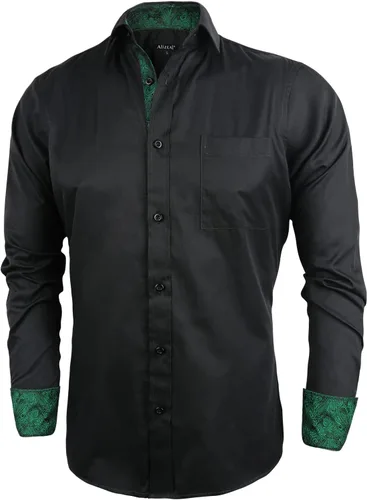 Vista 2 de Alizeal Camisa de vestir de manga larga con botones para hombre