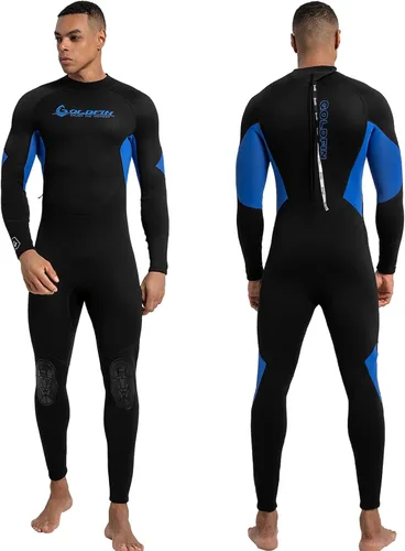 Vista 9 de GoldFin Traje de neopreno para hombre, 0.118 pulgadas (0.118 in) con cremallera trasera para mantener el calor en agua fría