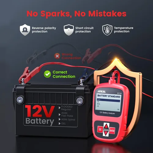 Vista 4 de ANCEL BST200 Car Battery Tester 12V Battery Load Tester, 100-1100 CCA Automotive Digital Analyzer Tool with Upgraded Reinforced Clamps for Car Truck