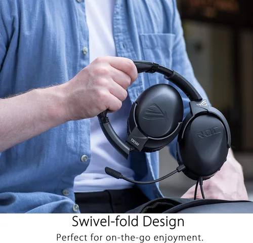 Vista 2 de ASUS ROG Strix Go Gaming Headphones with USB-C Adapter Ai Powered Noise-Cancelling Microphone Over-ear Headphones for PC, Mac, Nintendo Switch