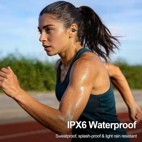 Vista 6 de Auriculares deportivos Bluetooth 6.0 con micrófono de conducción ósea, impermeables, IPX7, resistentes al sudor, para correr, ciclismo, sonido