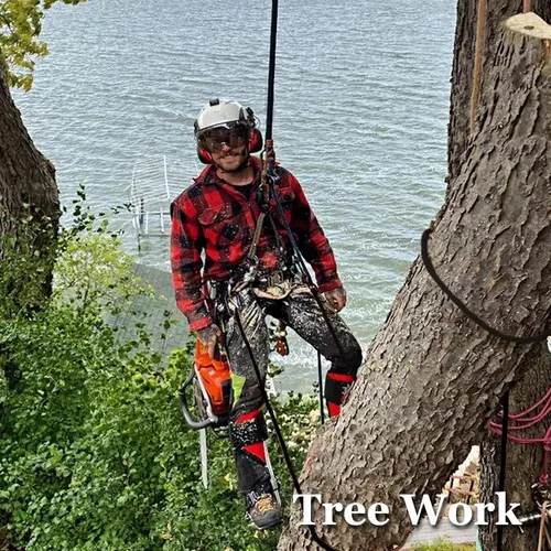 Vista 5 de Cuerda de poliéster doble trenzada (1/2 pulgada x 50 pies), cuerda de aparejo de arborista fuerte, 48 hebras para trabajo en árboles, escalada