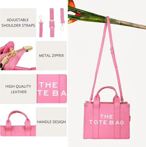Vista 5 de Bolso de mano para mujer, bolso de mano de cuero a la moda, pequeño bolso cruzado personalizado con asa superior para el trabajo y viajes