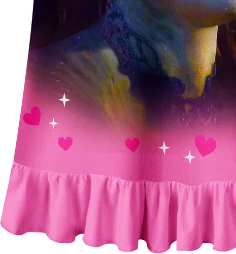 Vista 6 de GUOG Vestido de noche para niñas pequeñas, lindo Neytir, Pijam, Nighti, acampanado, manga con volantes, cuello redondo